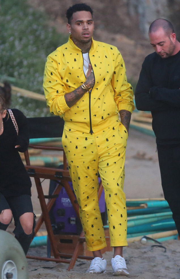Spotted: Chris Brown in Dsquared2 for Pia Mia’s ‘Do It Again’ Music Video Shoot