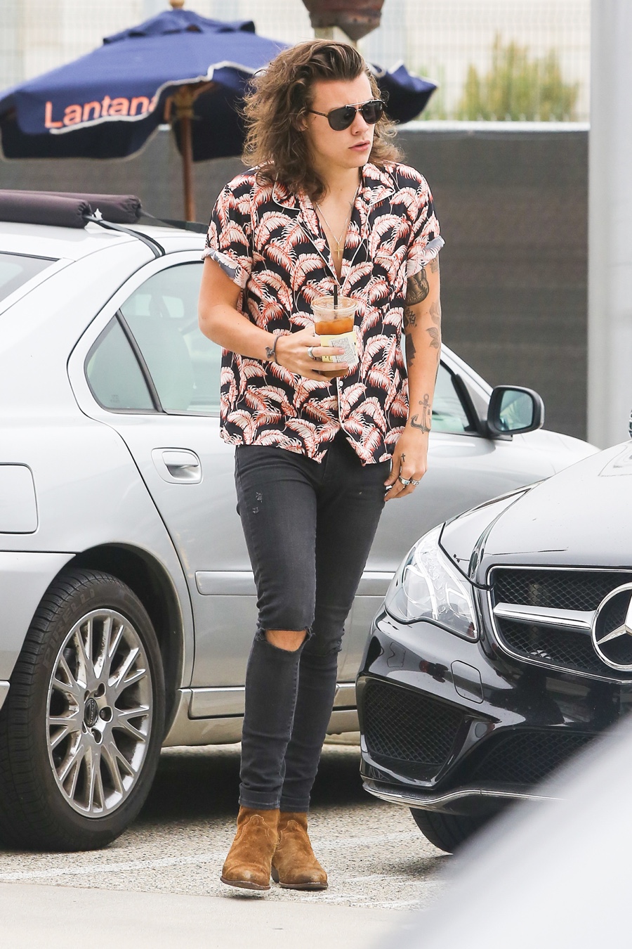 Get The Look: Harry Styles in Marc Jacobs Palm Print Shirt