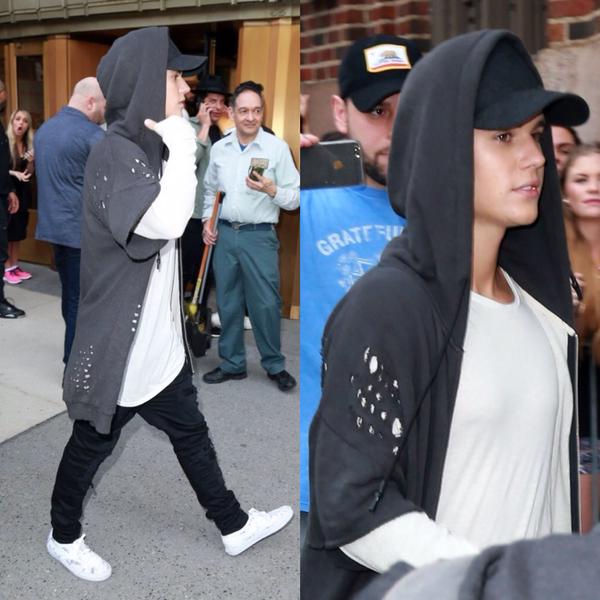 Spotted: Justin Bieber in R13 Distressed Zip Hoodie in NYC
