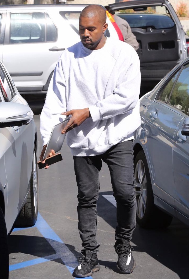 Spotted: Kanye West In Calabasas Wearing Yeezy Season 3 Sneakers