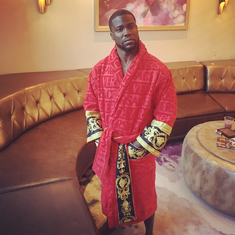 Spotted: Kevin Hart in Versace Bathrobe
