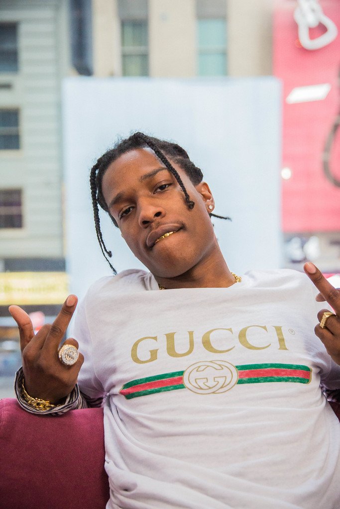 Spotted: A$AP Rocky In Gucci shirt, Jeans and Air Jordan shoes