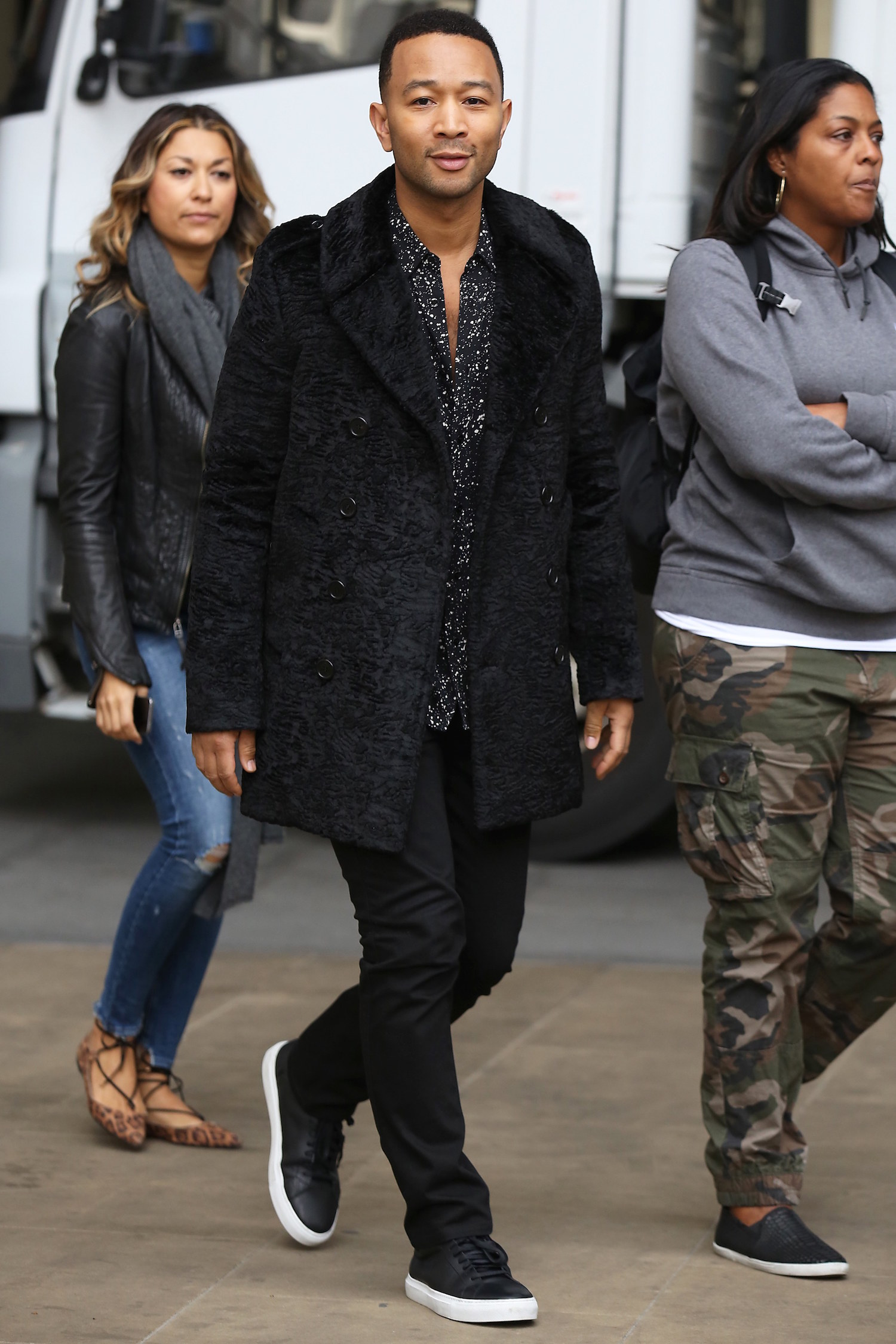 Spotted: John Legend Seen In Saint Laurent Coat and Common Projects Sneakers