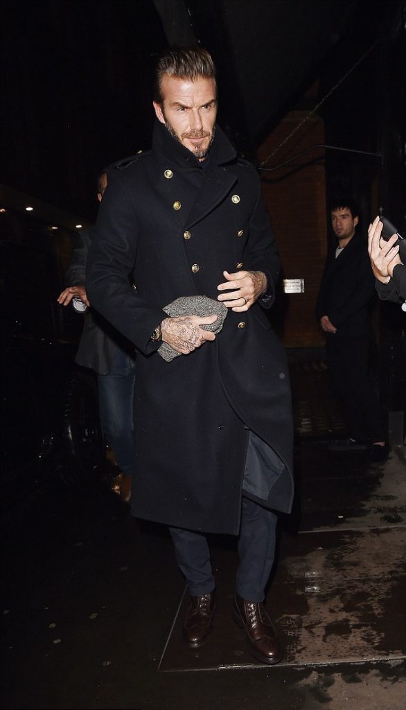 SPOTTED: David Beckham Hosts Kent and Curwen Dinner in Military Coat ...