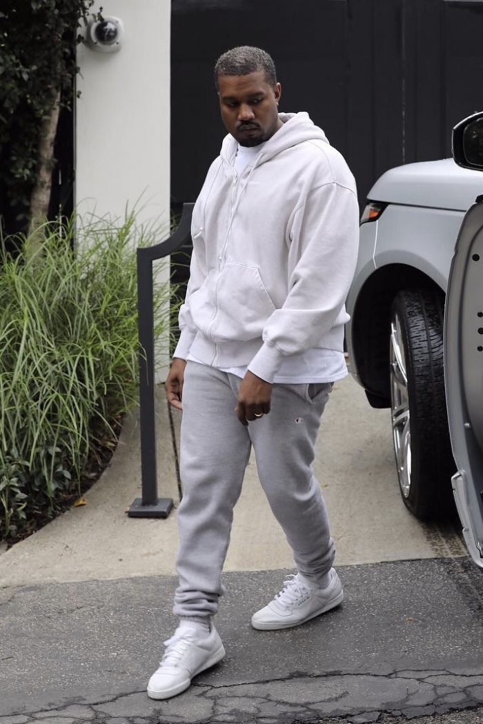 SPOTTED: Kanye West Wearing Champion Joggers and Yeezy Season Calabasas ...