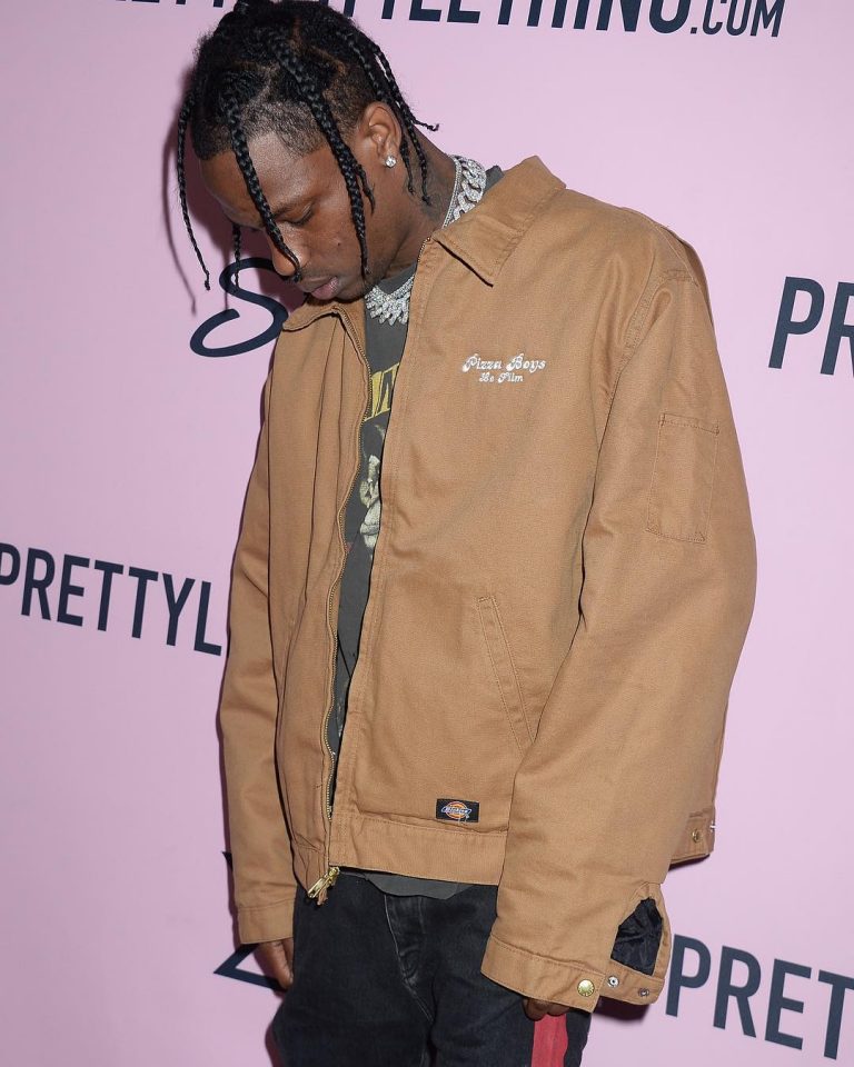 Spotted Travis Scott In Pizza Boys Jacket Balenciaga Jeans And Nike