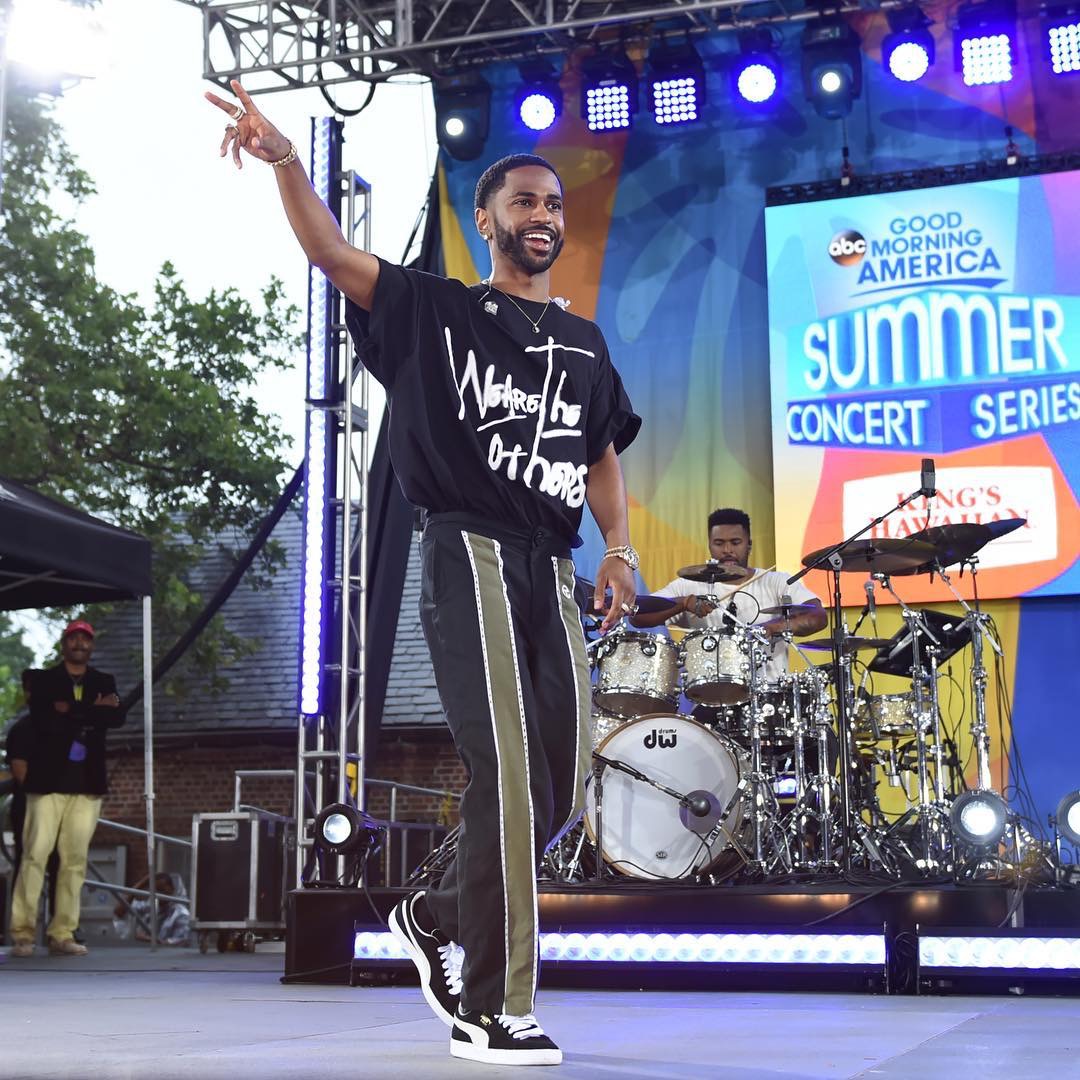 Big Sean performs on Good Morning America in Telfar pants and Puma sneakers