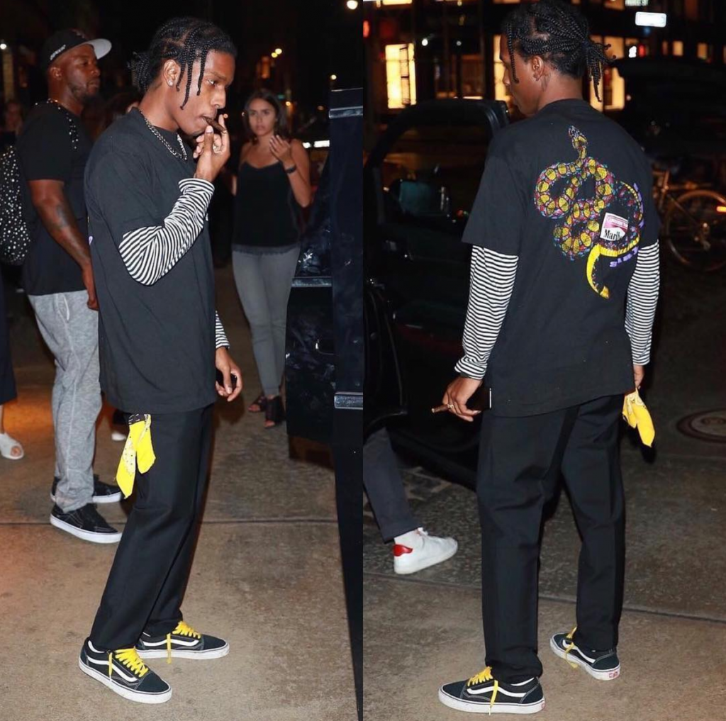 A$AP Rocky In Marlboro T-Shirt And Vans 