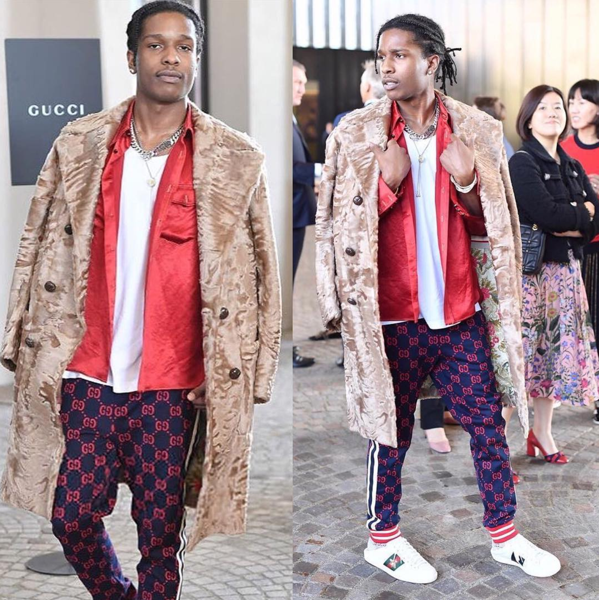 A$AP Rocky Styles Oversized Suit & Cap Toe Boots at Gucci MFW Show –  Footwear News