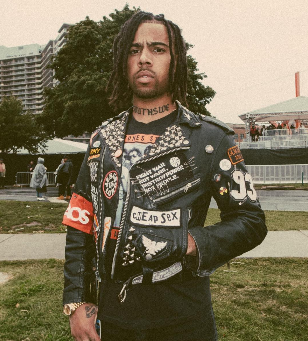 SPOTTED: Vic Mensa In 93 Punks Leather Jacket And The Rolling Stones T-Shirt