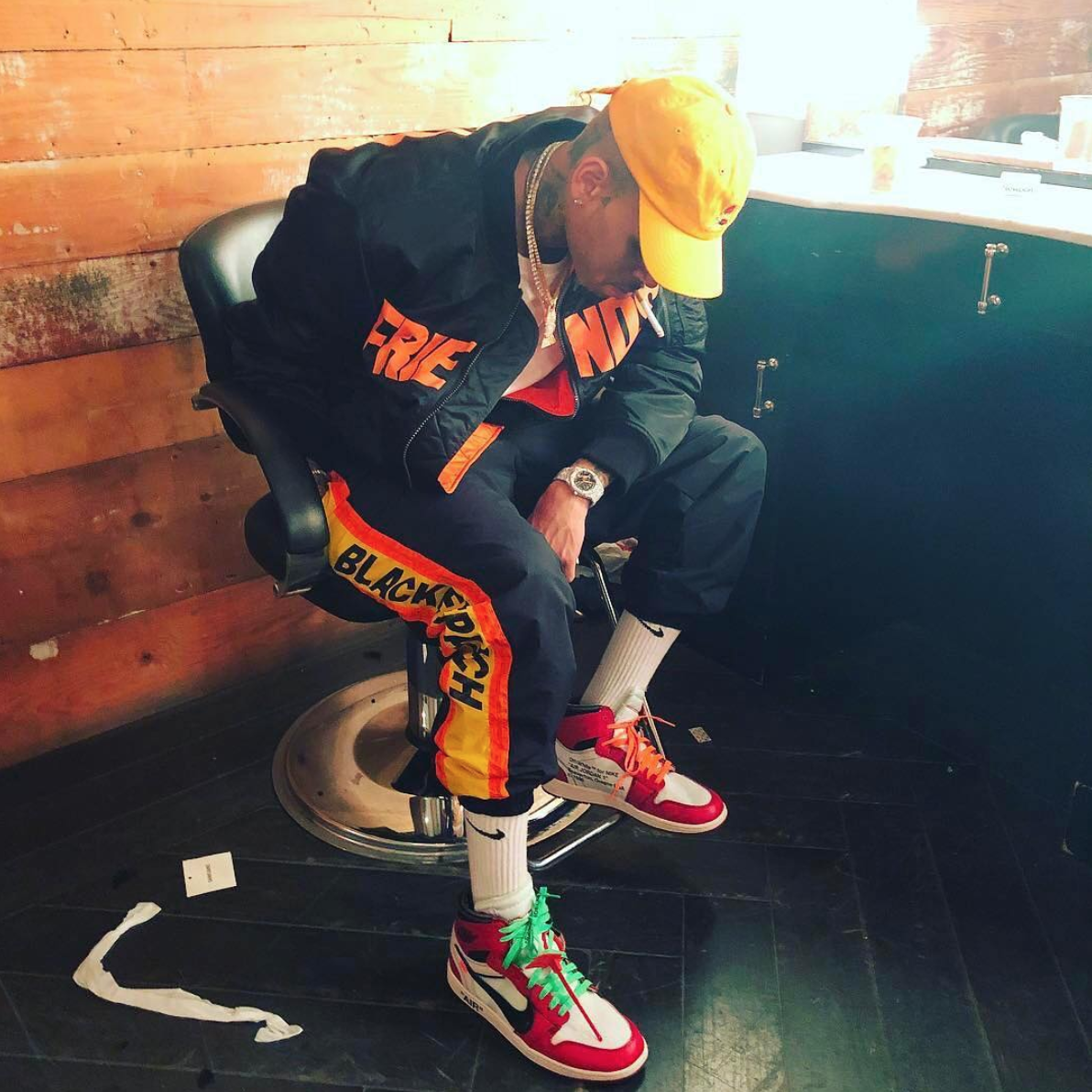 celebrities wearing jordan 1 off white