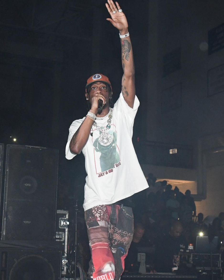SPOTTED: Travis Scott In Supreme x Scarface Jeans And Supreme 6-Panel Cap