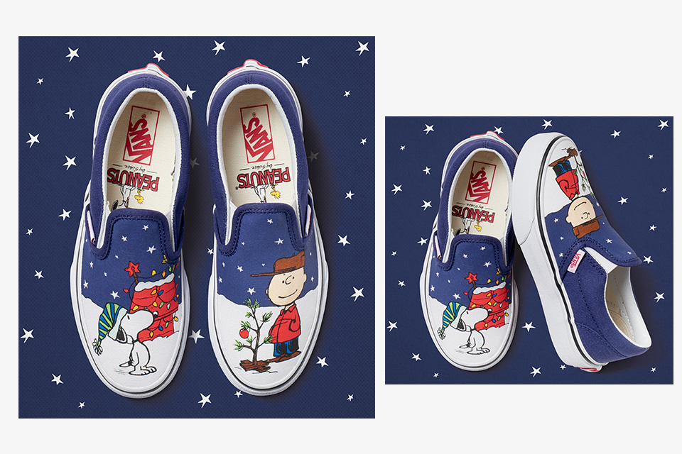 vans peanuts christmas slip on