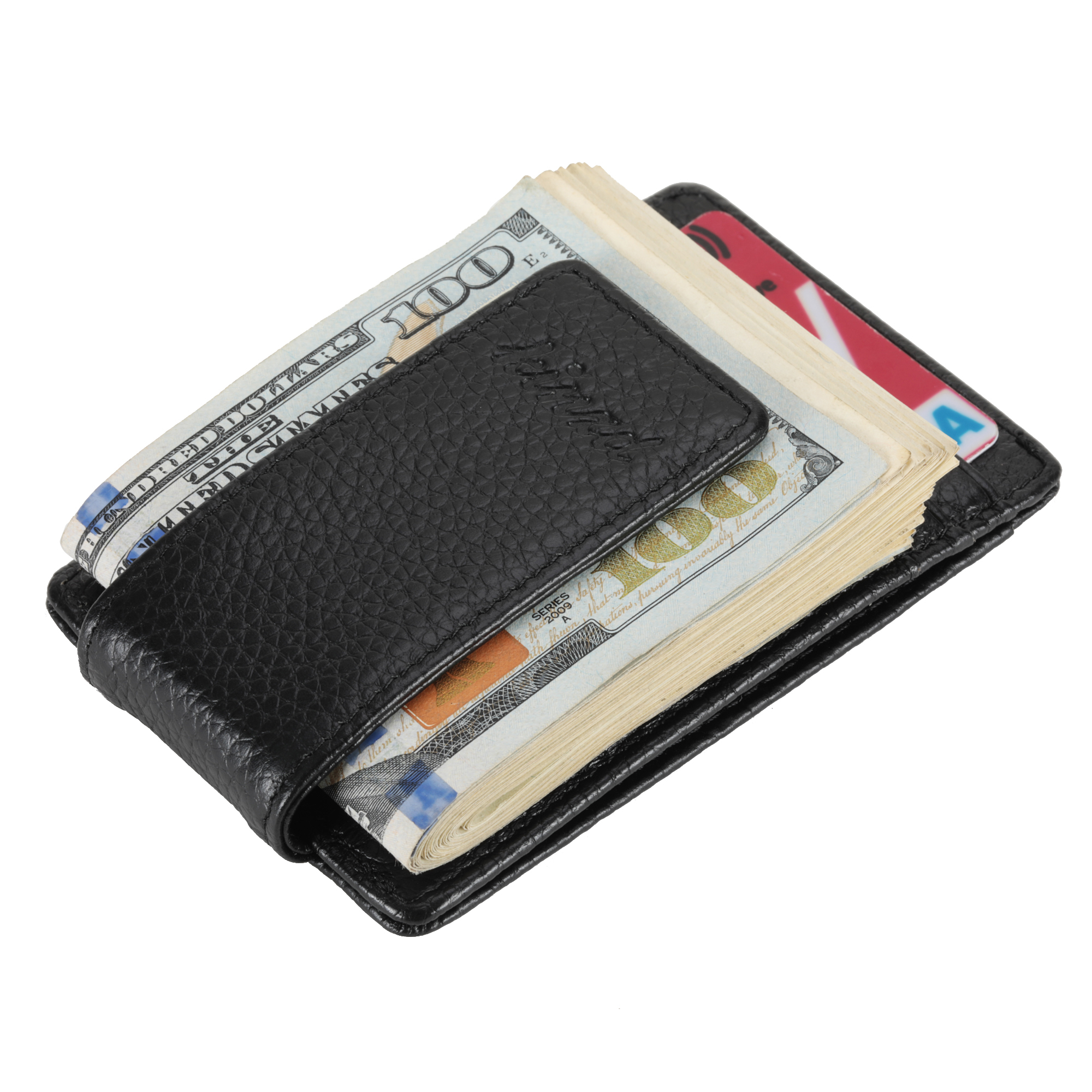 Lichee Pattern Magnetic Leather Money Clip