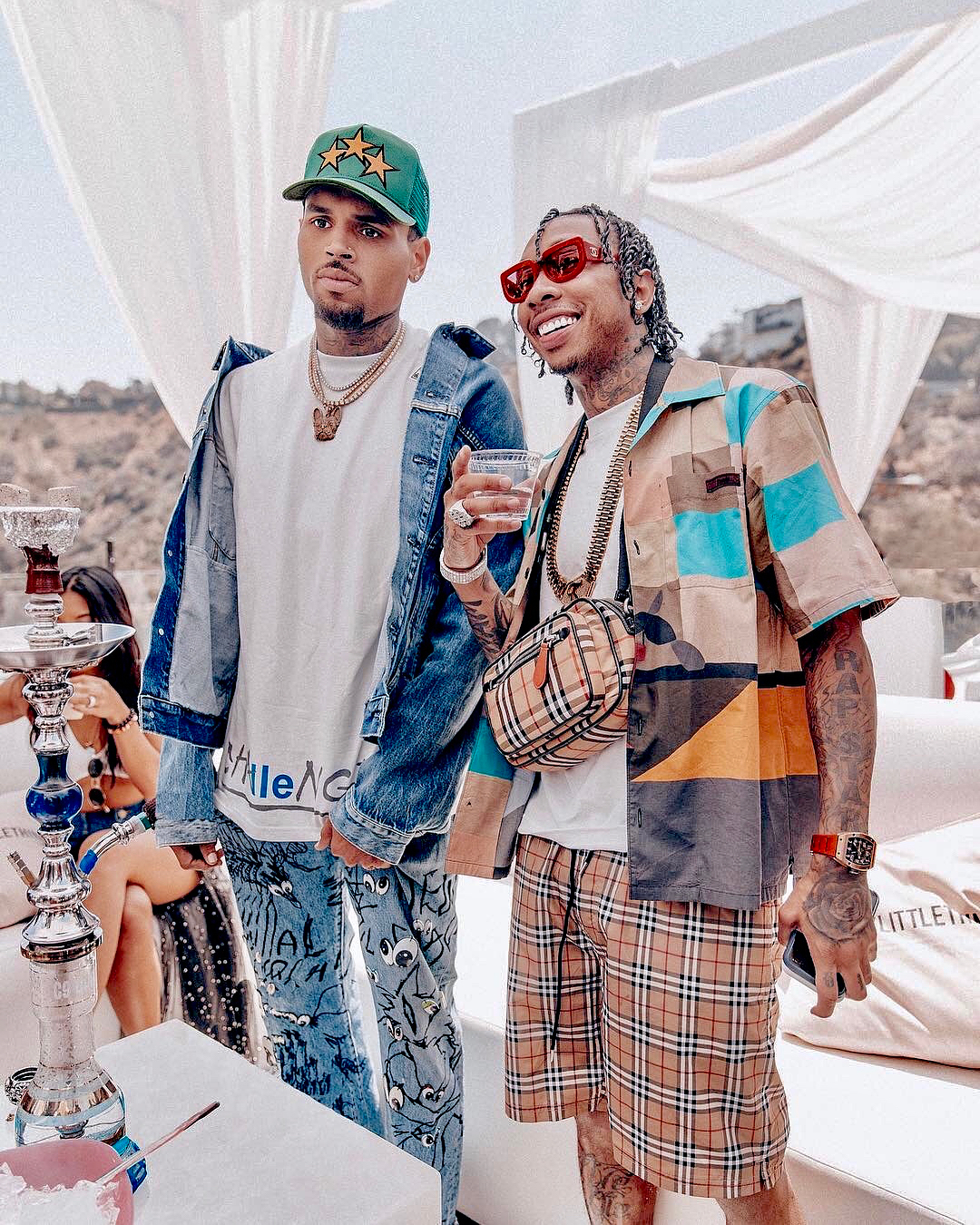 Chris Brown in Ti$a Vi$ion Olympic Adidas Jacket & Tyga in Louis