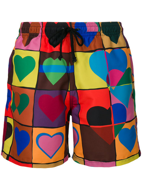 JW ANDERSON heart grid swim trunks