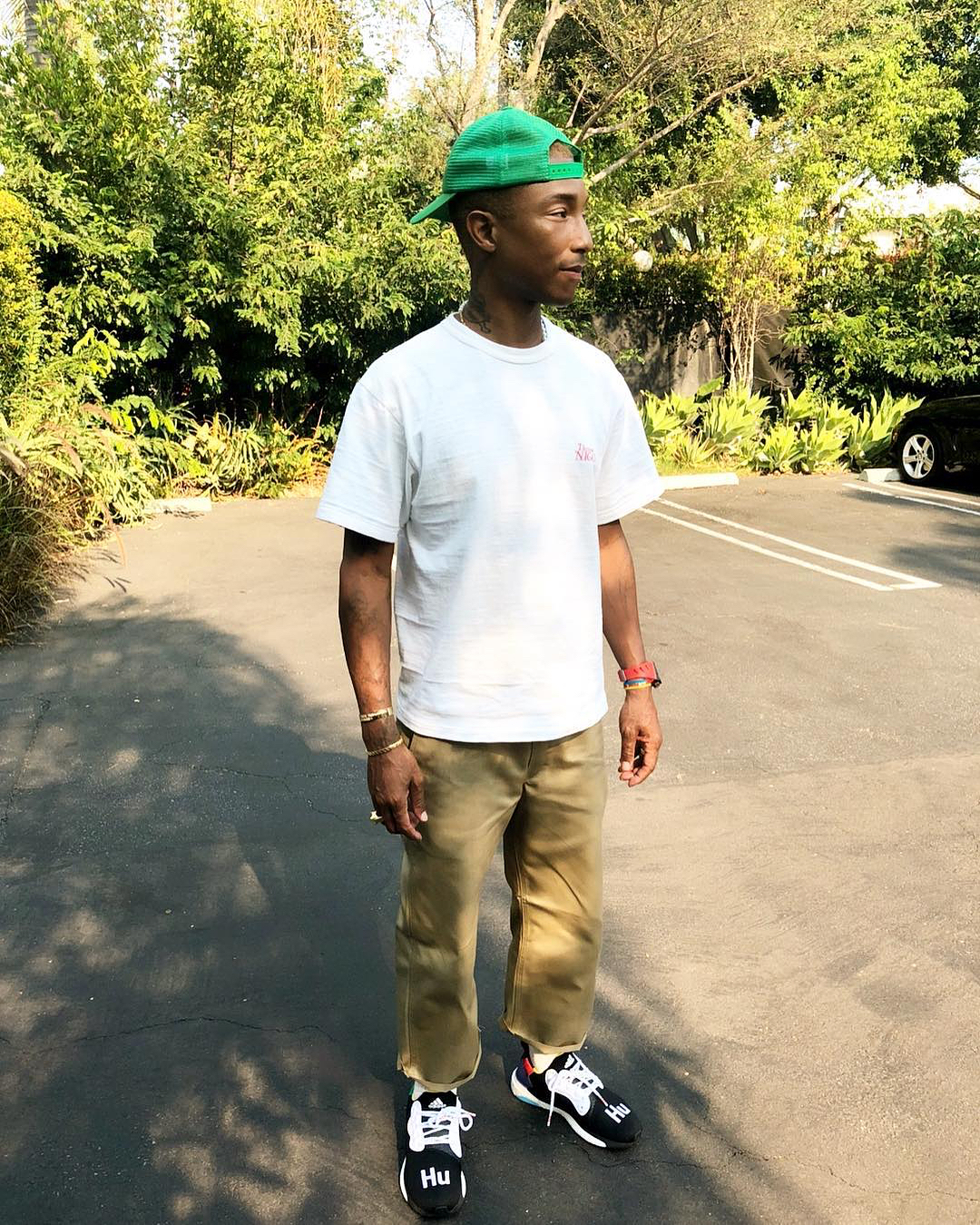 SPOTTED: Pharrell Wears Human Made, Verdy & His Adidas Hu Collab ...