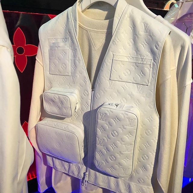Louis Vuitton White Virgil Abloh Taurillon Empreinte Monogram Cut Away Vest