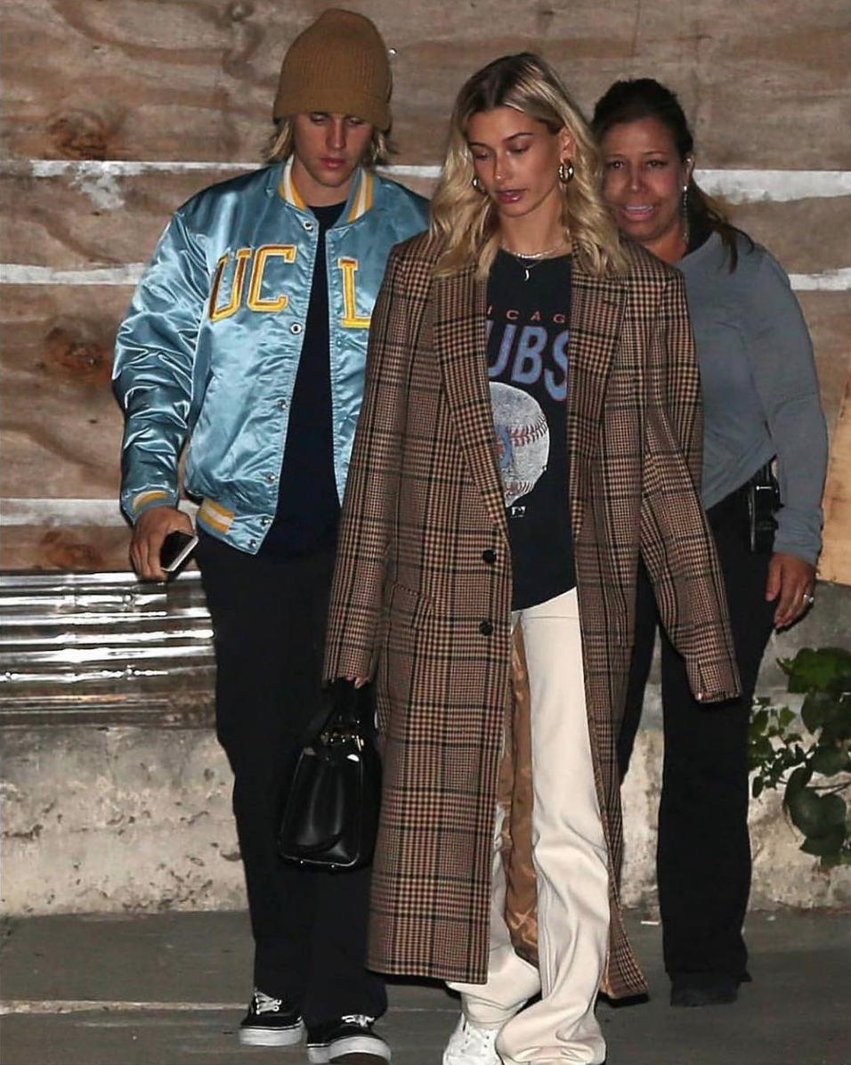 Hailey Baldwin Wears an Oversized Graphic T-Shirt and Leather