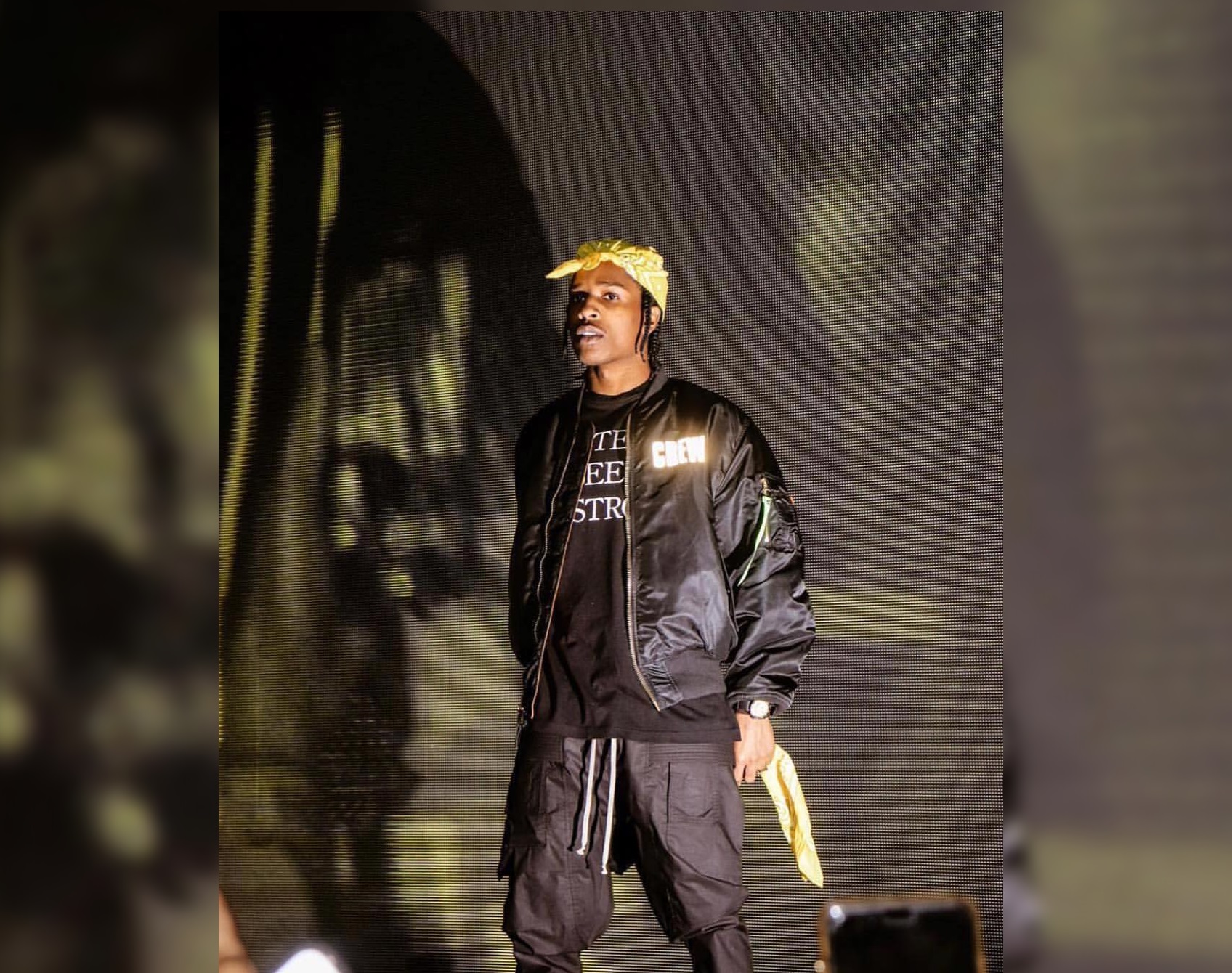 SPOTTED: A$AP Rocky Goes Black and Yellow When Taking to the Stage