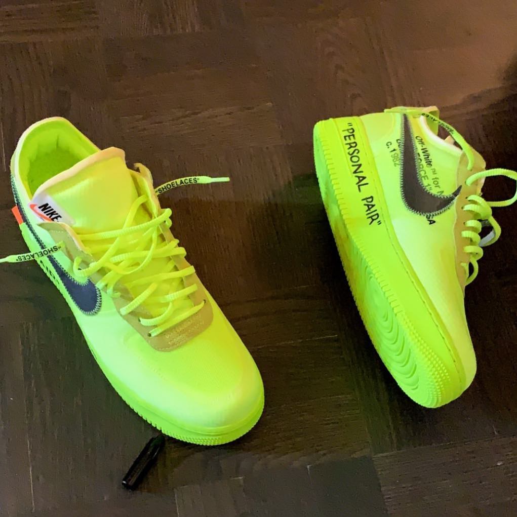 Wearing Nike's Off-White Air Force 1 'Volt': So bright, so amazing