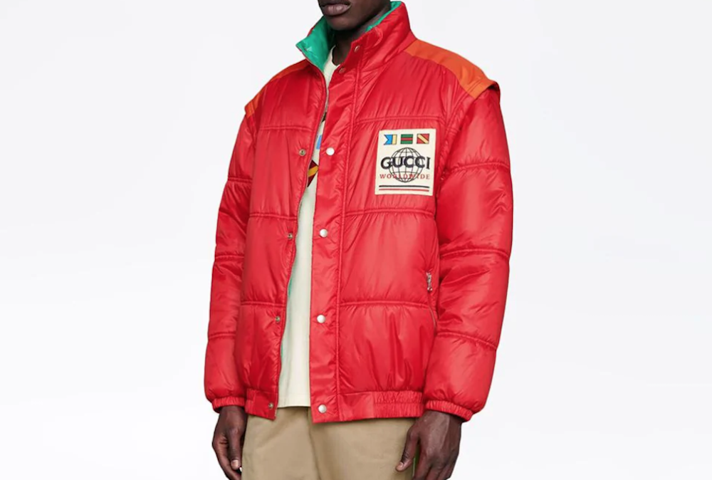 PAUSE or Skip: Red Gucci Patch Padded Coat