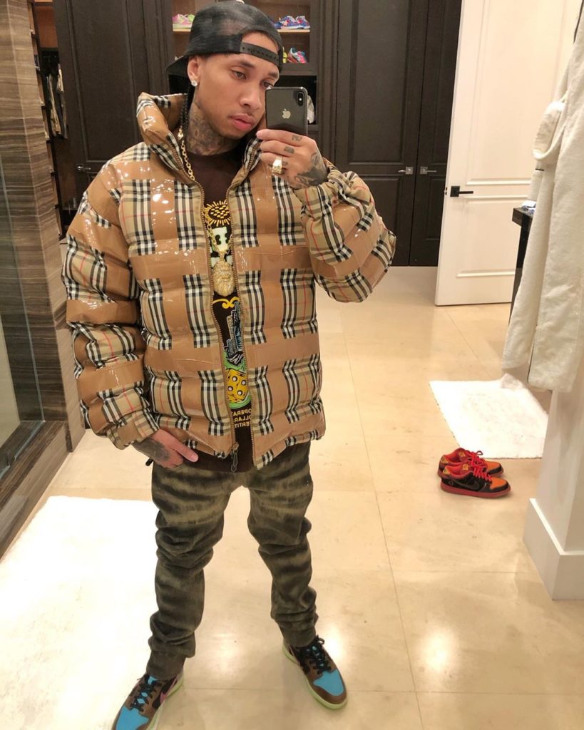SPOTTED: Tyga in Burberry’s Tape Detail Vintage Puffa Jacket – PAUSE ...