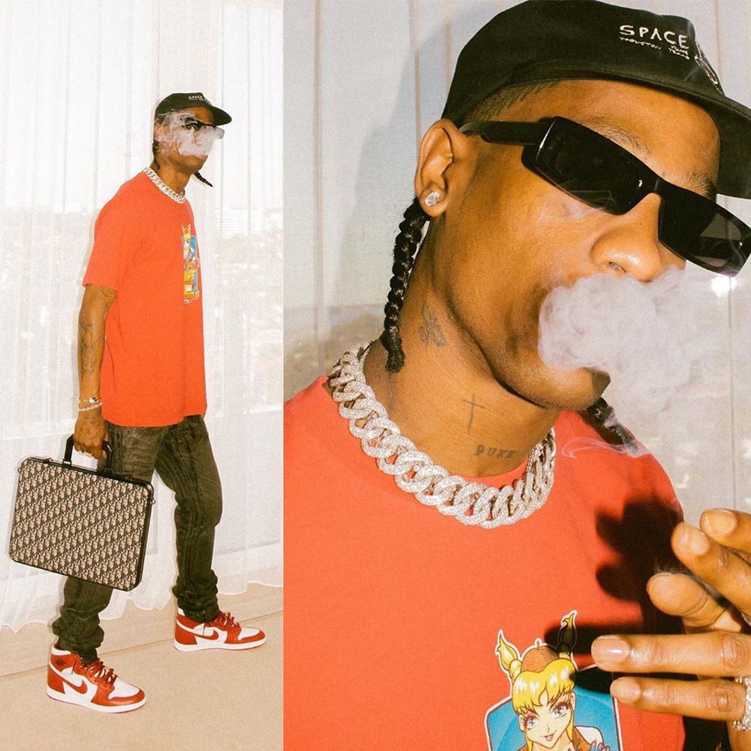 SPOTTED: Travis Scott Flaunts Dior Oblique Briefcase & Skinny Glasses ...