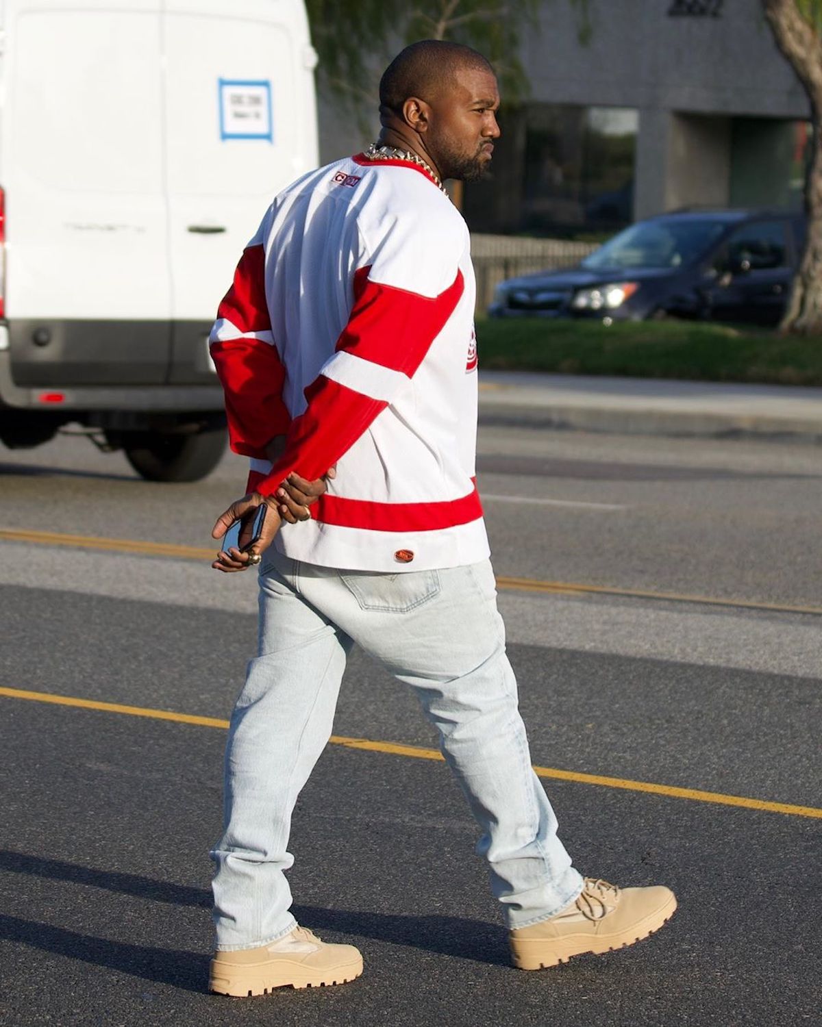 SPOTTED: Kanye West dons Levi's, Yeezy & Red Wings Jersey in Calabasas –  PAUSE Online | Men's Fashion, Street Style, Fashion News & Streetwear
