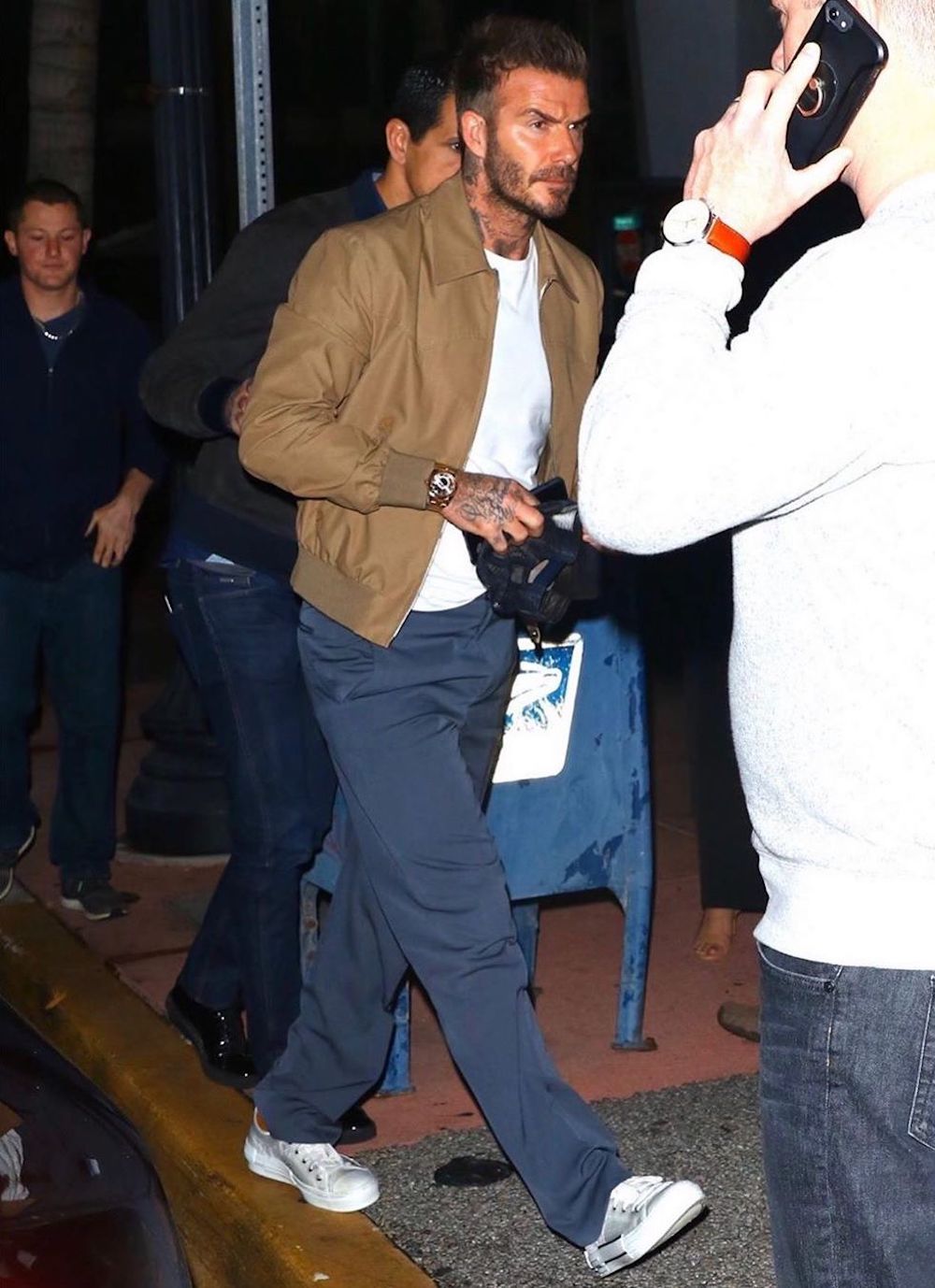 David Beckham Spotted In Tan Lanvin Sneakers