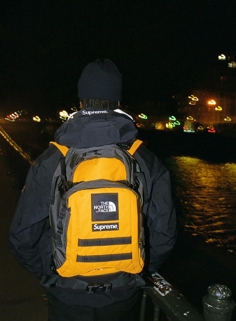Supreme x The North Face Leather Day Pack TNF Backpack Yellow