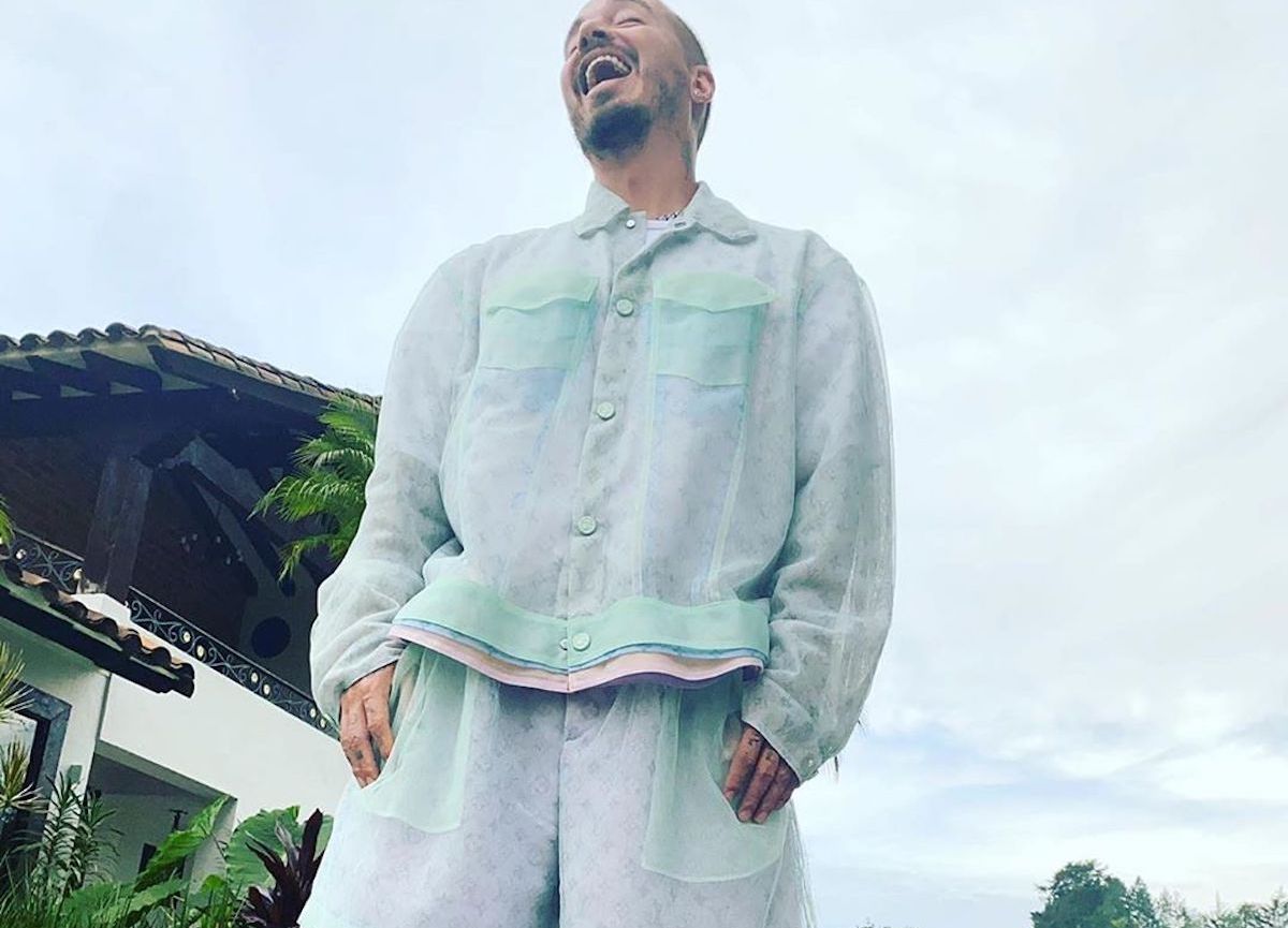 SPOTTED: J Balvin in Louis Vuitton Tulle Set and Nike AF1 Trainers