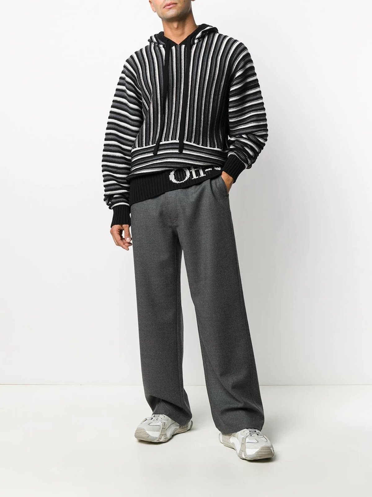PAUSE or Skip: Off-White Striped Knit Hoodie – PAUSE Online | Men's ...
