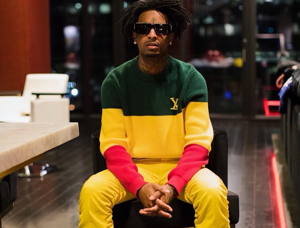 SPOTTED: 21 Savage dons Louis Vuitton 'Jamaican Stripe' Jumper