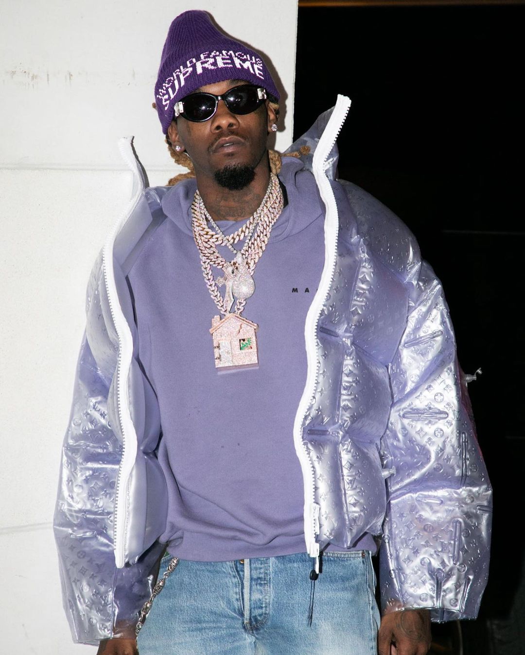 SPOTTED: Offset Joins the Transparent Louis Vuitton Puffer Gang
