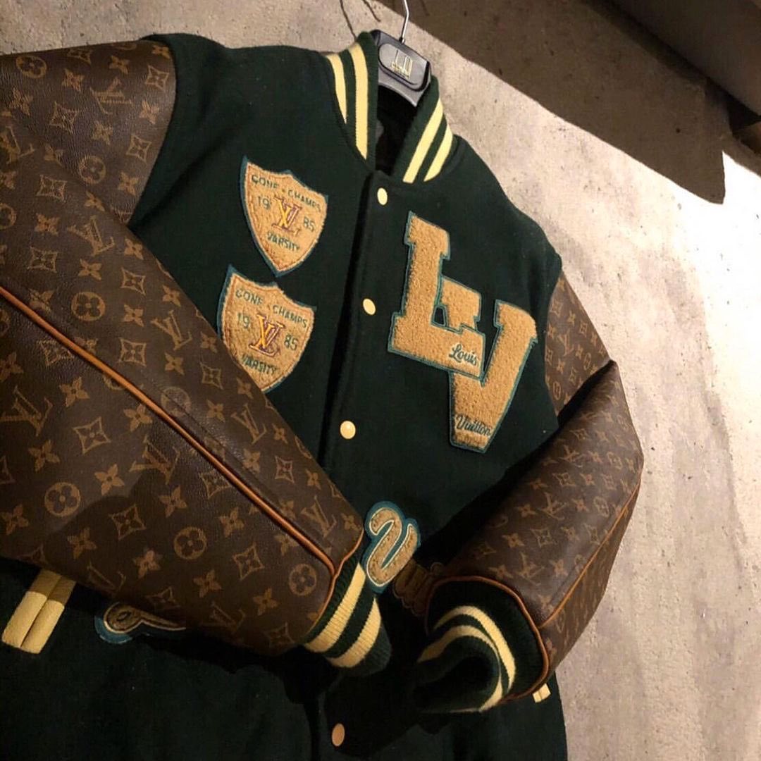 Outlander Magazine on X: Louis Vuitton custom Varsity Jacket made from  Vintage LV Luggage by Lone Dabiri!🖤  / X