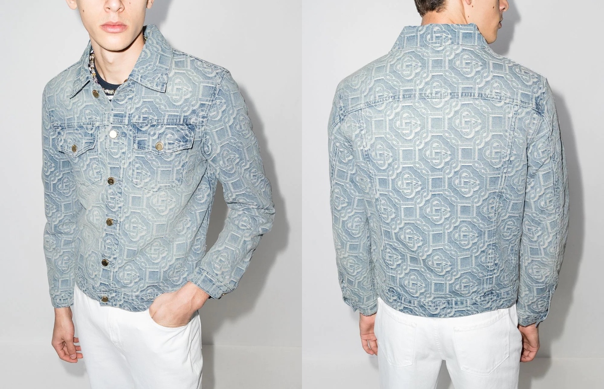 PAUSE or Skip: Casablanca Logo-Jacquard Denim Jacket