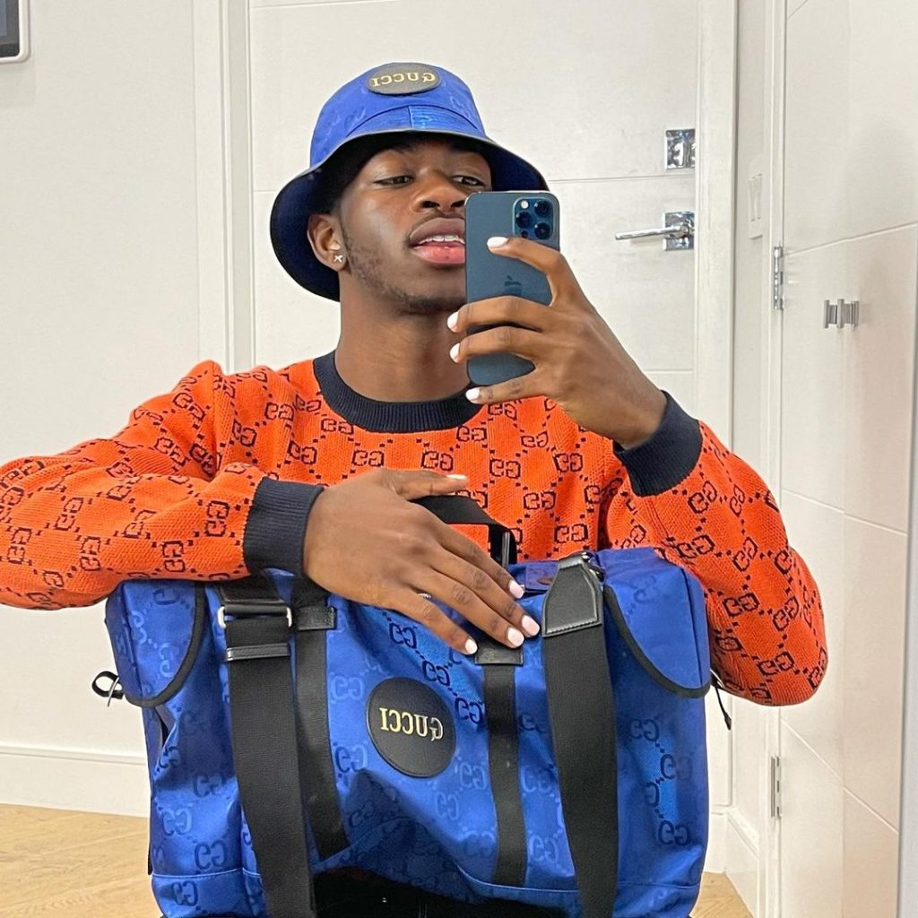 SPOTTED: Lil Nas X in Orange & Blue Gucci Getup – PAUSE Online | Men's ...
