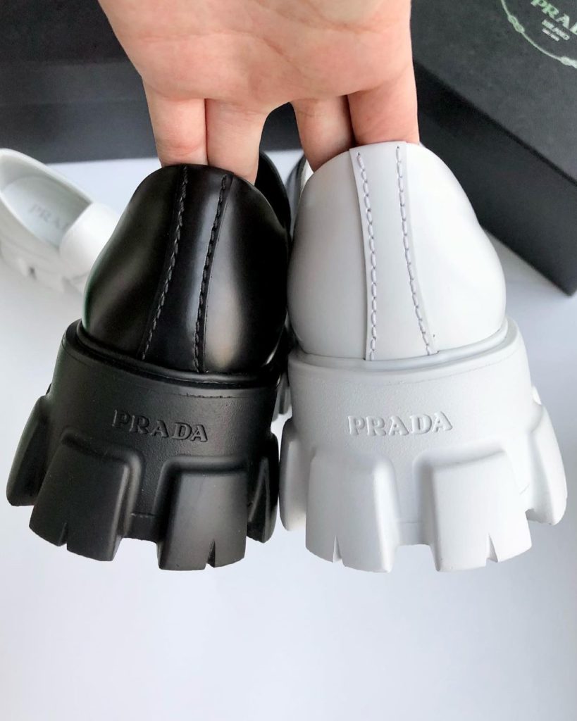 monolith brushed leather pointed loafers prada
