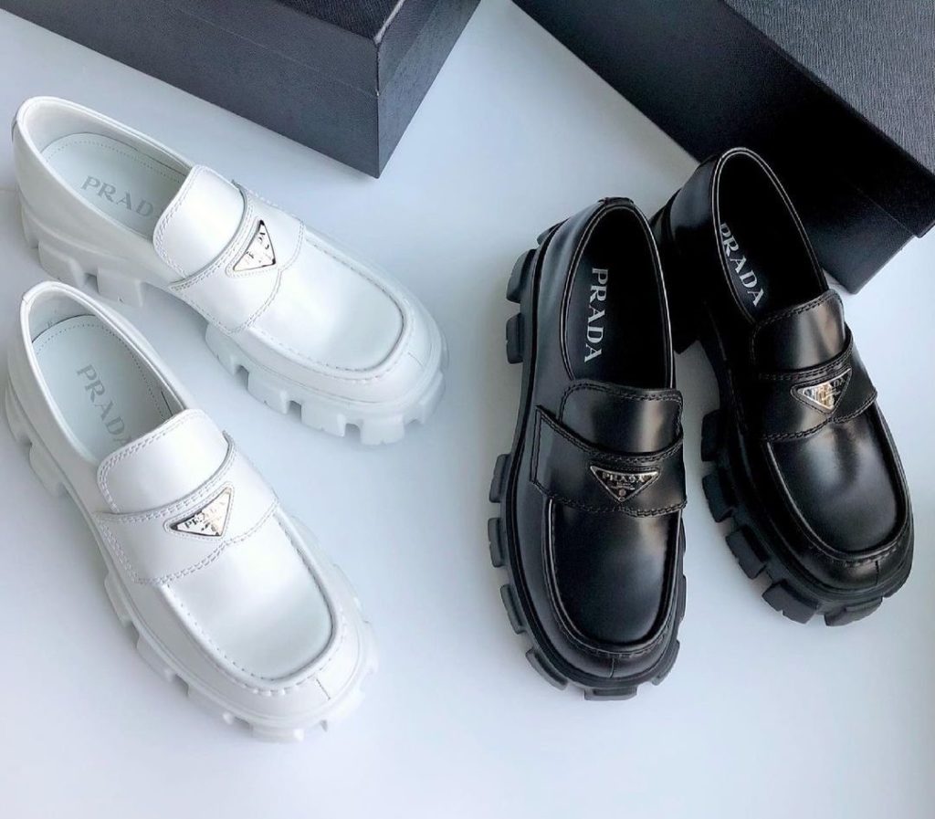 prada monolith leather platform loafer