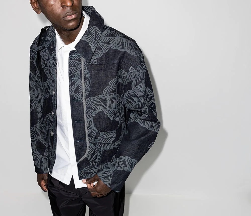 PAUSE or Skip: Pronounce Rope Print Denim Jacket