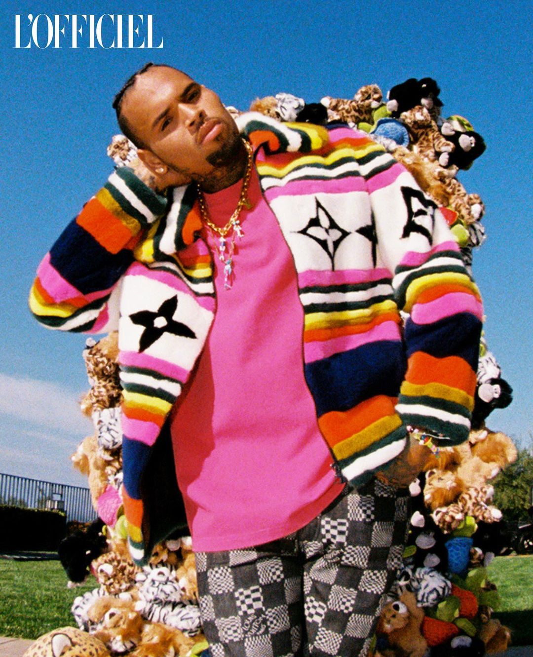 Chris Brown Wearing All Louis Vuitton For L'Officiel Photoshoot