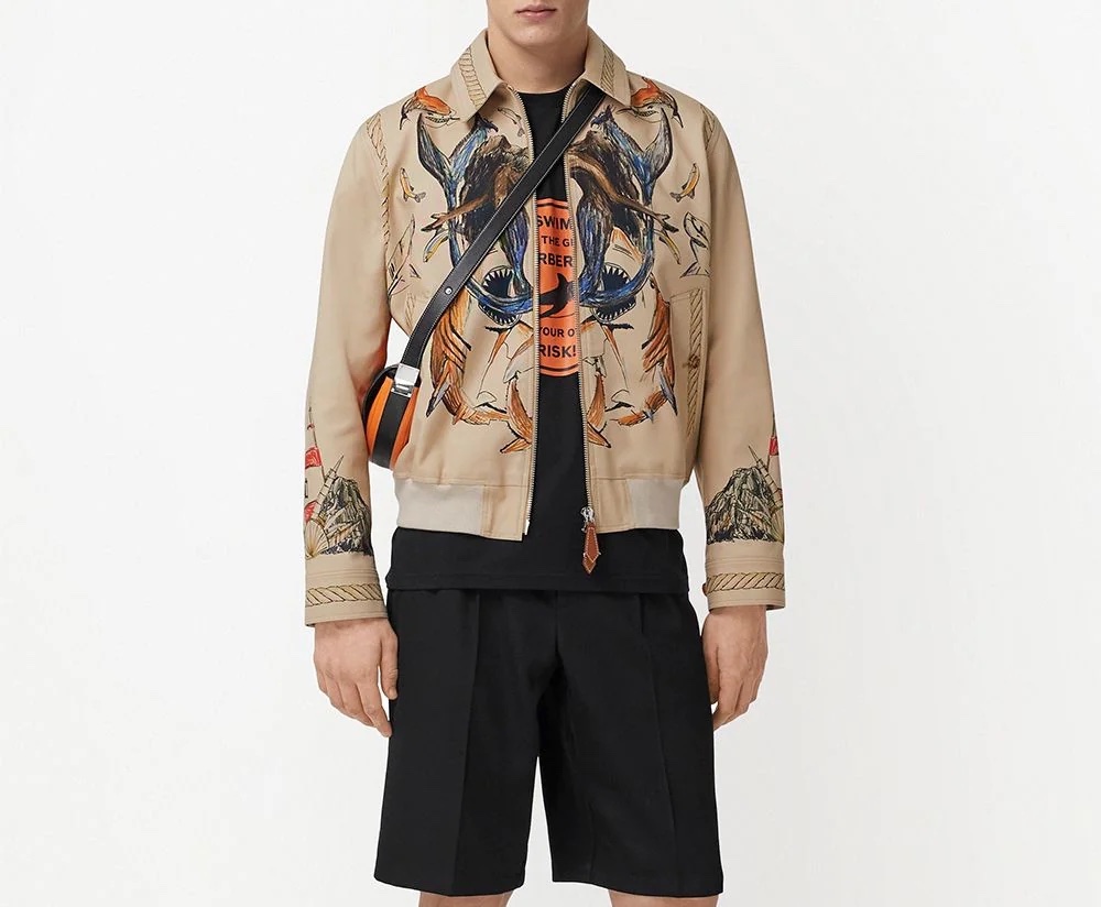 PAUSE or Skip: Burberry Marine Sketch-print Harrington Jacket