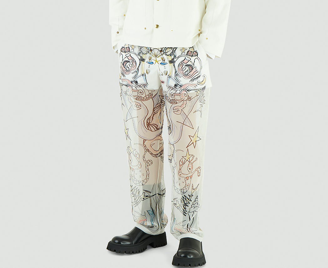 PAUSE or Skip: Burberry Marine Print Chiffon Trousers