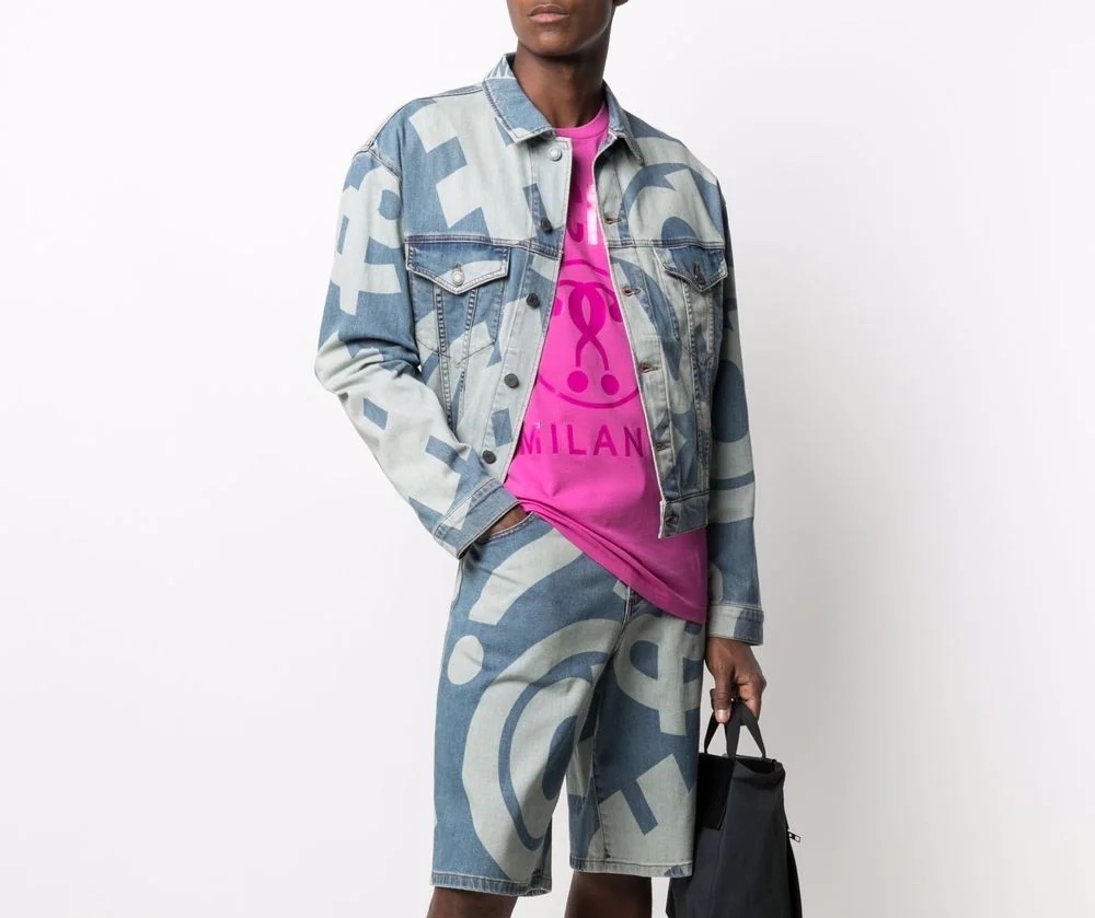 PAUSE or Skip: Moschino Graphic-Print Denim Jacket