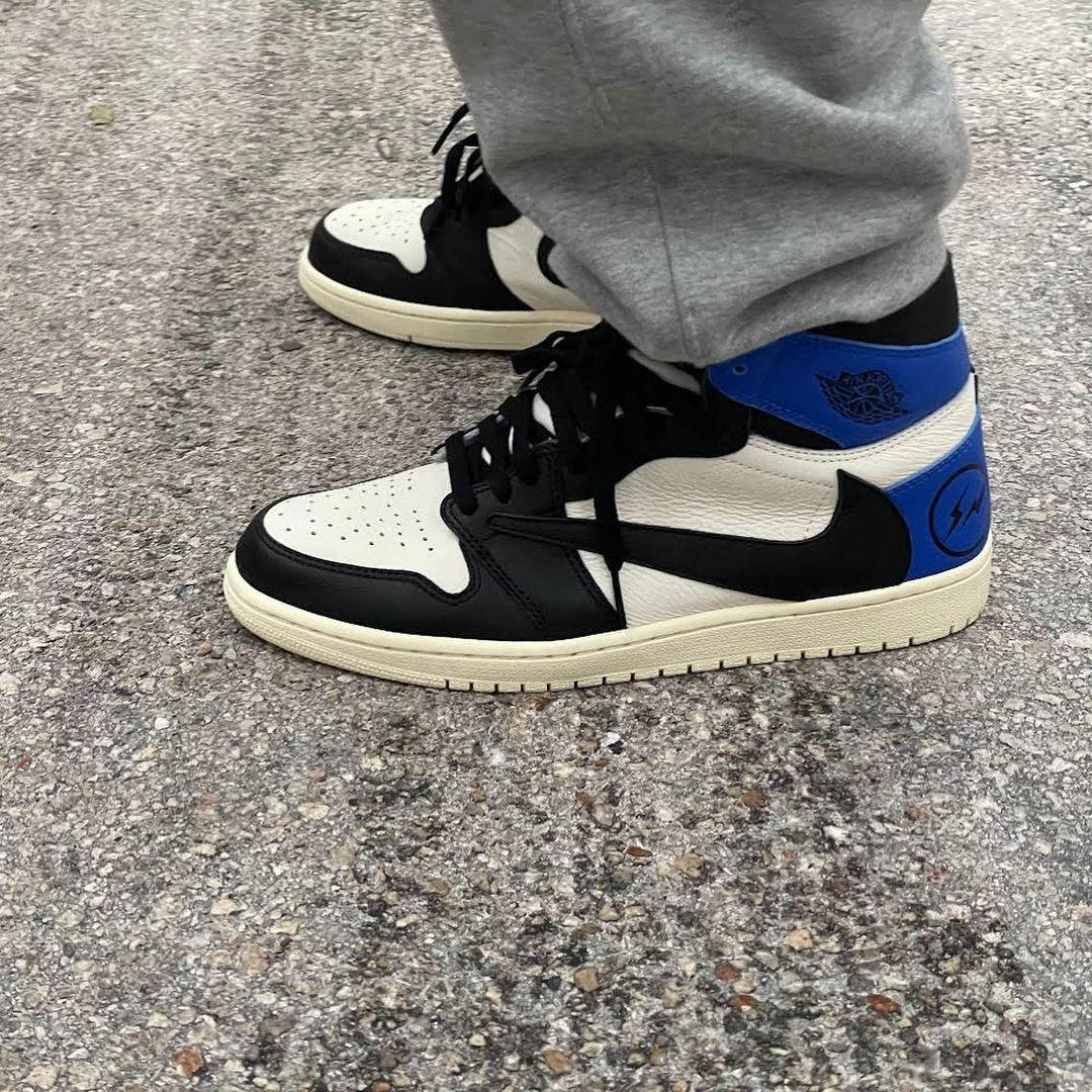 Travis Scott spotted in London today wearing his Nike Air Jordan 1