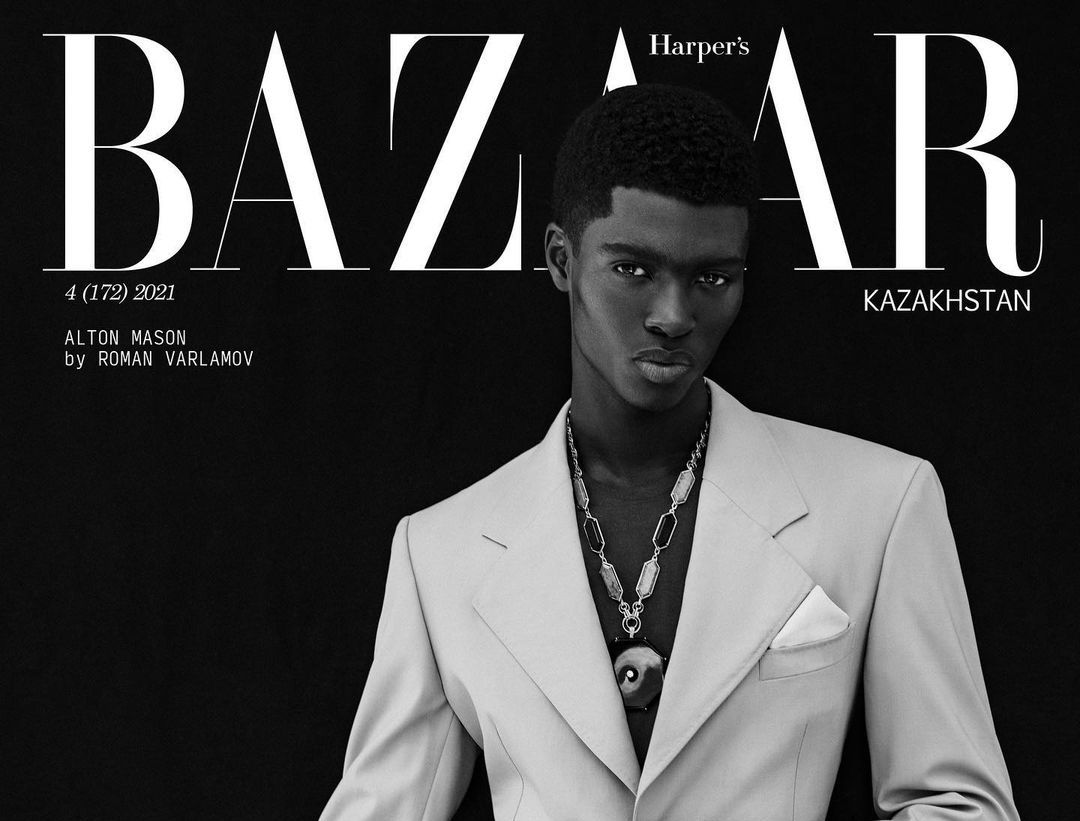 SPOTTED: Alton Mason covers Harper’s Bazaar Kazakhstan in Versace ...