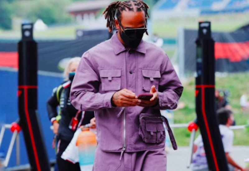 SPOTTED: Lewis Hamilton steps out in All-Purple Kenzo & Bottega Veneta
