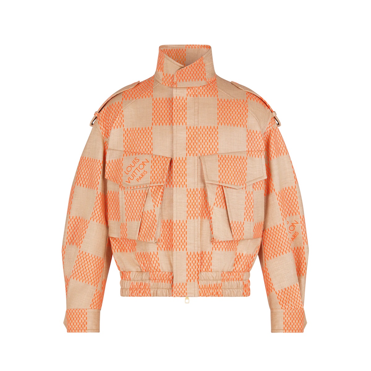 Men's Louis Vuitton Fluo Orange Varsity Jacket - Jacketars
