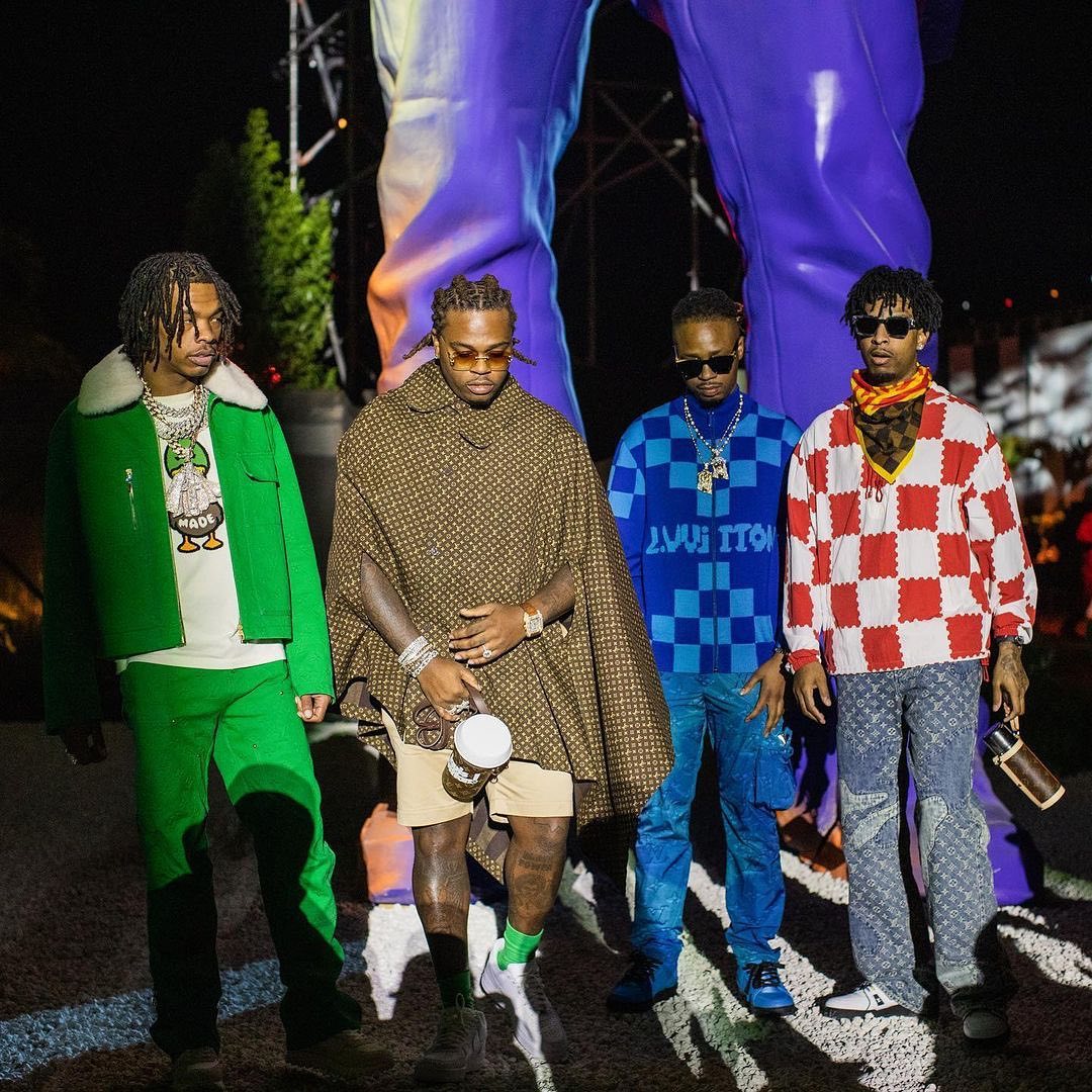 Hip Hop Ties on X: Kanye West, Lil Baby, Gunna, 21 Savage, and Metro  Boomin at the “Virgil Was Here” Louis Vuitton fashion show in Miami  tonight.🔥 RIP Virgil Abloh.🙏🏽🕊  /